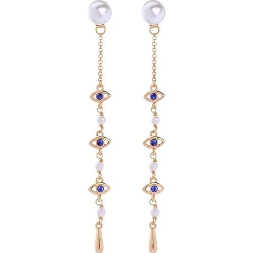 Long Fashion Simple Design Blue Crystal Tassel Earring For Women Romantic Appointment Date Gift Drop Earring Jewelry Accessory