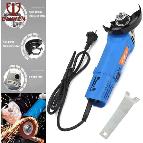 BAIWEN Electric Angle Grinder Grinding Machine 12000RPM 220V 100mm Angular Power Tools for Grinding Cutting Metal Wood Stone