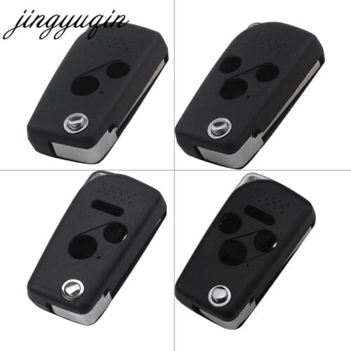 Jingyuqin 10pcs/lot Modified 2/3/4 Buttons Remote Black Flip Key Shell For Honda CIVIC CRV JAZZ ACCORD ODYSSEY