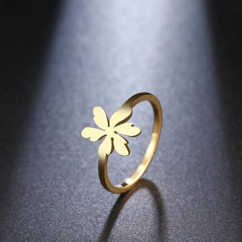 DOTIFI For Women Rings Garden Flowers Leaves Stainless Steel Gold Silver Color Ring Valentine Gift Jewelry Hot Sale
