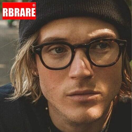 RBRARE Square Glasses Frame Men High End Retro Anti-blue Light Glasses Frame Vintage Mirror Eyeglasses Frame Gafas Para Leer