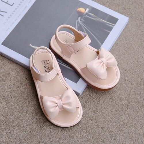 Girls Sandals Summer 2021 New Little Girls Bow Sandals Girls Soft-soled Beach Sandals Children Baby Fashion Princess Sandals