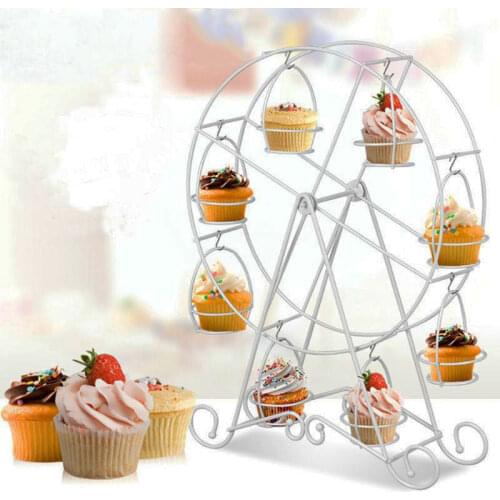 8 Cups Metal Rotating Ferris Wheel Cupcake Dessert Stand Cake Holder Display Birthday Wedding Decoration Party Supplies