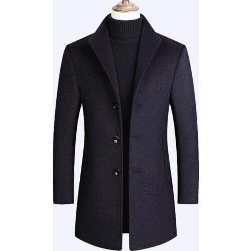 Mens Wool Coats Luxurious Wool Blends Coat Male Brand Men Wool Blends Coats Autumn Winter New Solid Color High Quality