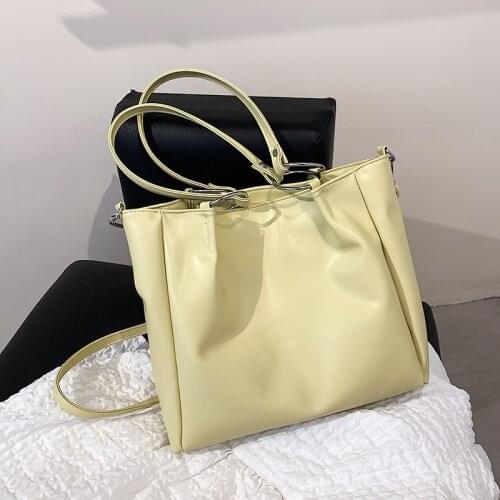 Solid Color Simple Tote Large Capacity Womens Shoulder Bags Pu Leather Female Bag for Women 2021 Summer Travel Brand Handbag