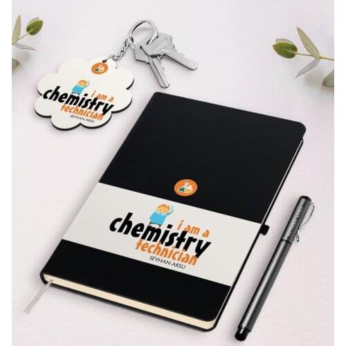 Personalized Chemical Technologist Black Notebook Pen And Keychain Gift Seti-1