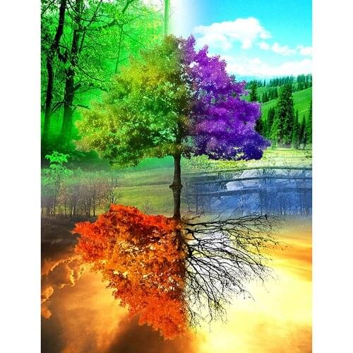 Full Square/round Diamond 5D DIY Diamond Painting Four Color Tree Embroidery Cross Stitch Rhinestone Mosaic Home Decor