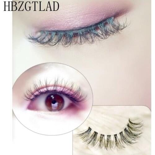 Mink Hair Eyelashes reusable Natural 3D Mink Messy Popular False Eyelash Full Strip Eyelashes Extension Transparent wide stem