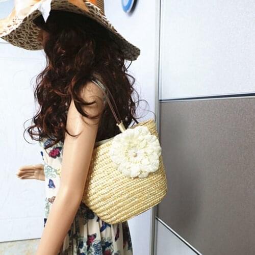 Rachel Drop Ship Summer Handmade Bags Capacity Straw Handmade Woven Basket Bolsa Tote Top Handle Handbags Totes Lady Handbags