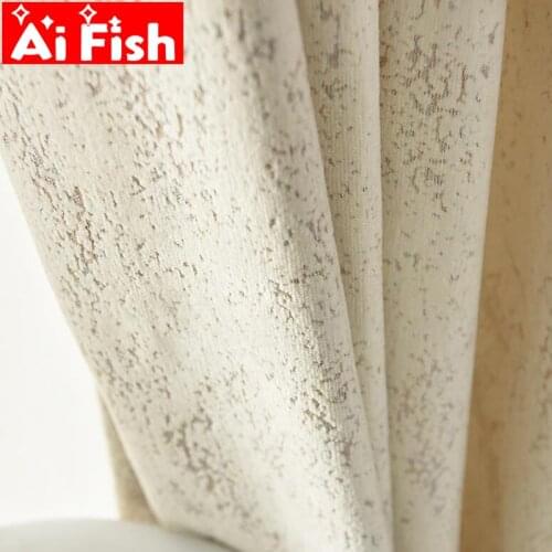 Modern Simple Nordic Cotton Beige White Chenille Jacquard 85% Blackout Curtains For Bedroom Thicker Insulation Drapes MY024#35