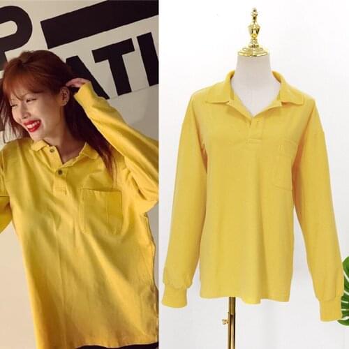 Kpop 4Minute Kim Hyun A autumn casual lapel long sleeved hoodies women Streetwear wild loose Harajuku sweatshirts female clothes