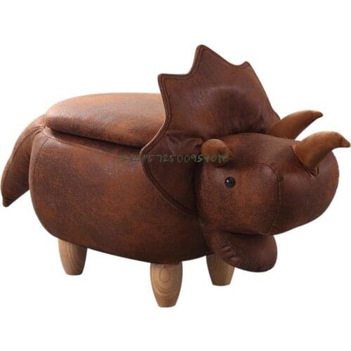 Creative Animal Solid Wood Footstool Dinosaur Shoe Changing Stool Storage Low Stool Shoe Testing Stool Sofa Stool Small Stool St