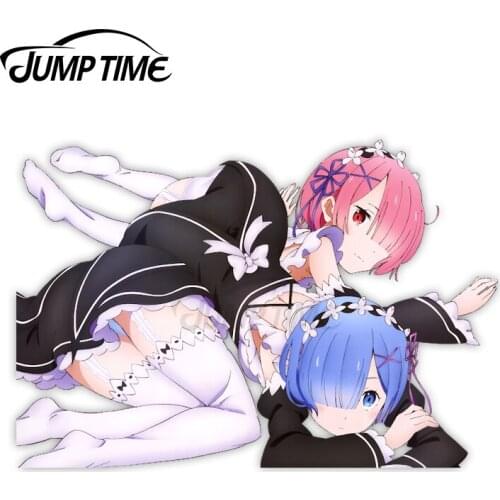 Jump Time 13 x 9.8cm For Re Zero Kara HajimeruIsekai Seikatsu Ram Rem Car Stickers Accessories Vinyl JDM Bumper Trunk Fine Decal