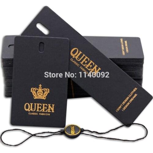 Top grade customized cardboard matte paper tag with golden stamping/clothing hang tag/garment printed tags 1000 pcs a lot
