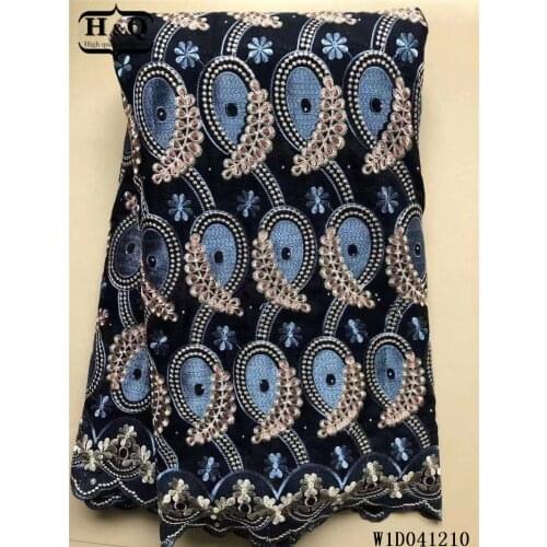 H&Q high quality 100% cotton swiss lace fabric with rhinestone and stone 2021 newest embroidery african mesh tulle fabric 5 yard