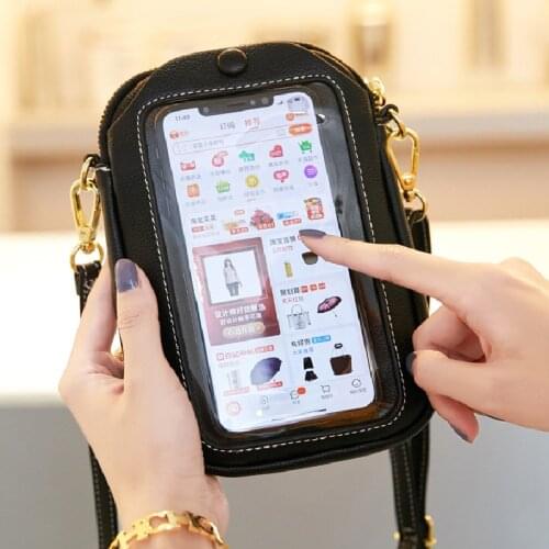 Brand Design Cellphone Wallet For Women Small Shoulder Bag Touch Screen Phone Pocket Mini Leather Crossbody Handbag Lady Purse