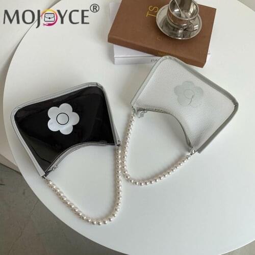 Women Shoulder Bags Fashion Underarm Bag Tote Ladies Fashion Transparent with Flower Printing Handbags for Shopping