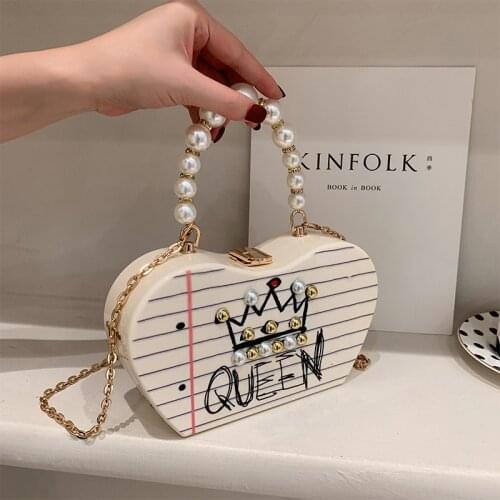Acrylic Apple Shape Party Evening Clutch Bag For Women Beaded Handle Female Purses And Handbags Chain Shoulder Crossbody Bag
