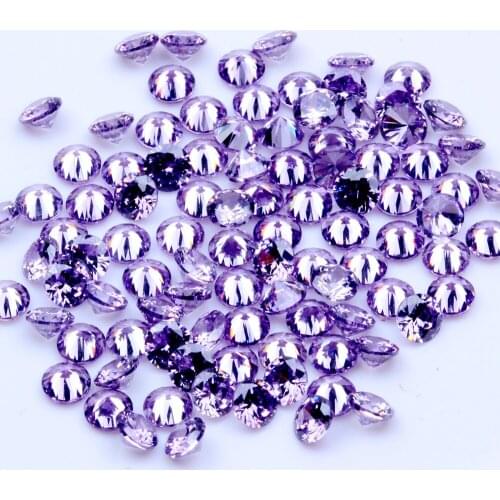 0.8-4mm 1000pcs AAAAA+ Purple Color CZ Stone Round Cut Beads Cubic Zirconia Synthetic Gems For Jewelry