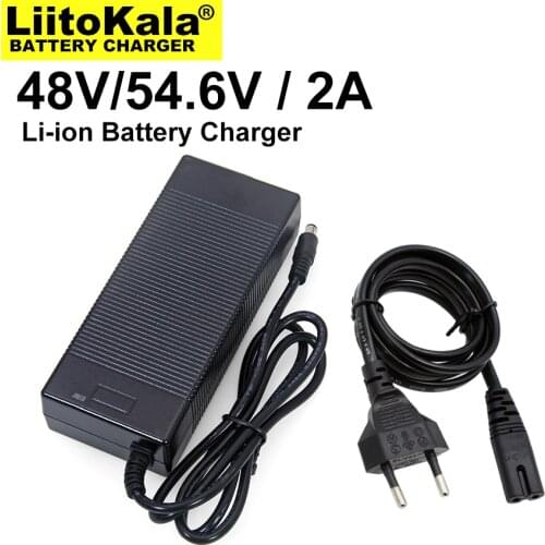 1-30PCS Liitokala 48V/54.6V Charger, for 48V battery pack, 2A/2000mA charging current, DC 5.5*2.1 Plug