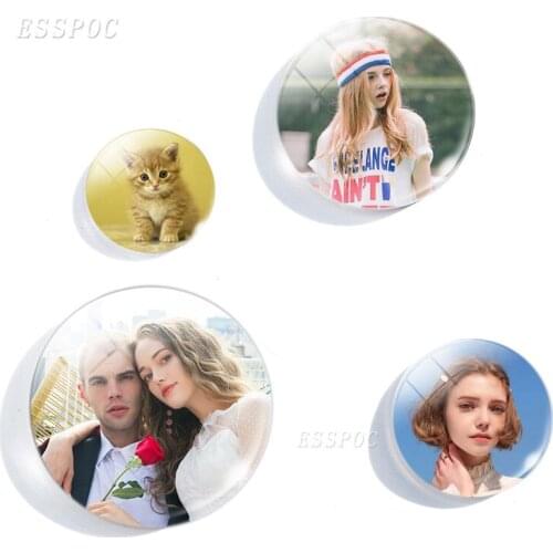 1Pc 25Mm 30Mm 40Mm 50Mm Custom Photo Cabochon Glass Diy Personalized Clear Glass Accessories Jewelry Women Men Gifts Wholesale