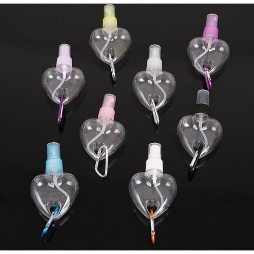 1Pcs 50ML Plastic Loving Heart Spray Bottle Carabiner Hook Bottle Travel Carry Portable Disinfectant Water Spray Bottle