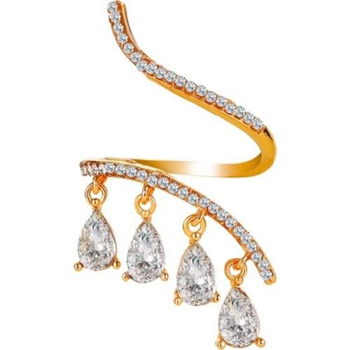 Cross-border Fashion Accessories Fashion Creative Zirconium Ring Female Fashion Opening Water Drop Pendant Index Finger Ring