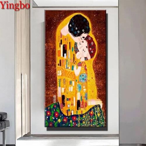 5d diy diamond embroidery Gustav Klimt Abstract Couple full square round drill diamond painting mosaic kit wall art home decor