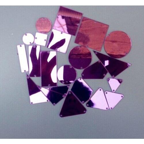 Sew On Acrylic Purple Mirror Diamante Rhinestone Crystal Flat Back Mirror Beads With Hole