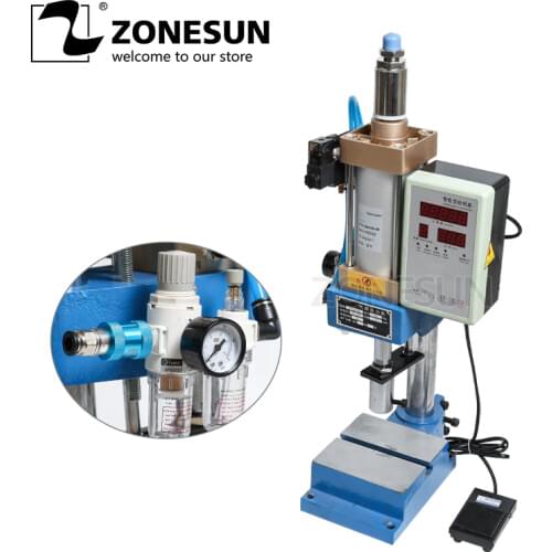 ZONESUN Automatic Pneumatic Punching Printing Press Machine Logo Letter Stamps Print Cutting Die Emboss Press Force Adjustable