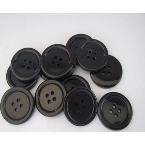 Free shipping 25mm black 4 holes resin button ployster button whosale can engraved logo blouse button 200pcs