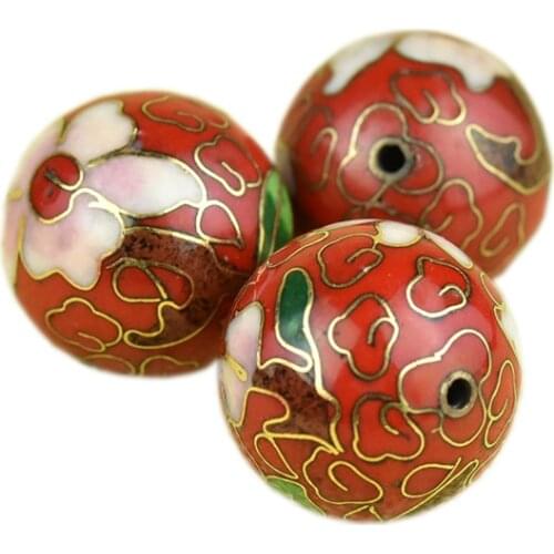 Fancy Polished Cloisonne Enamel 18mm 20mm Round Beaded Handmade DIY Jewellery Making Bracelet Necklace Jewelry Copper Accessorie