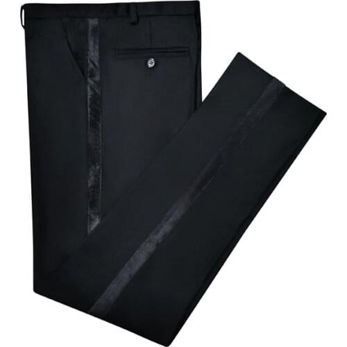 Classic style Tuxedo Pants Black Edge Suit Trousers Black Satin trimmed trousers 1 Piece Man Pant