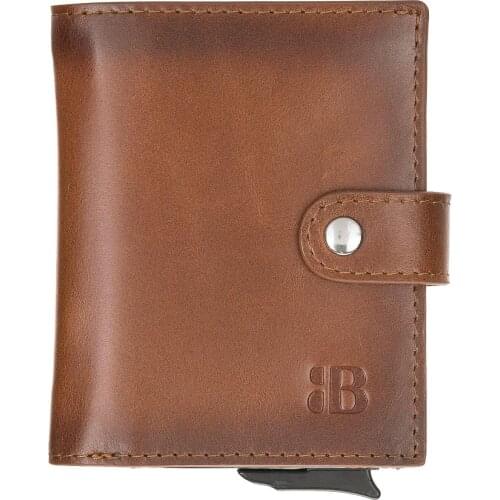 Burkley Chevalier Mechanismed Leather Card Wallet Wallet RST2EF Taba RFID Featured Business Card Holder