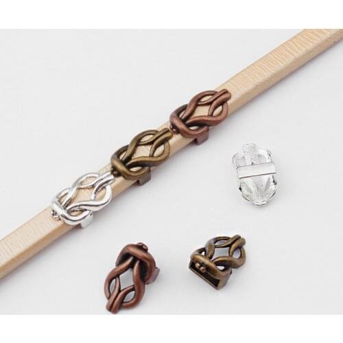 10pcs Infinity Knot Slider Beads Spacer Charms For 10x6mm Leather Cord For Jewelry Making Findings