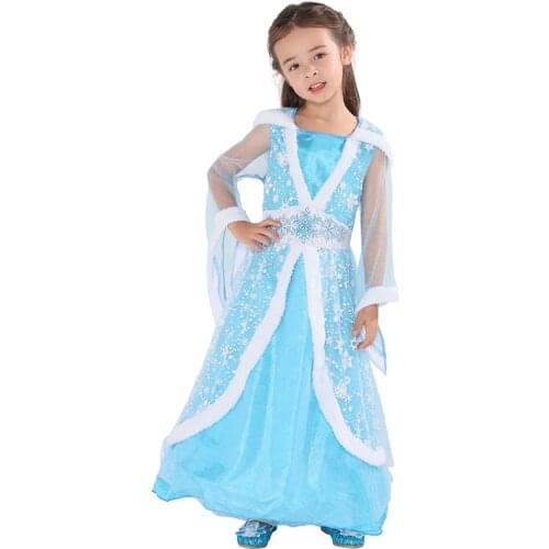 Snailify Halloween Costume For Kids Girls Elsa Costume 2019 New Arrival Blue Elsa Dress For Party Blue Snow Dresses