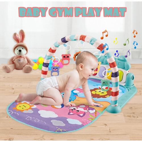 Baby Gym Musical Play Mats for Floor Kick Play Piano Gym Activity Center with Music Lights for 0-36 Months Infants Toddlers