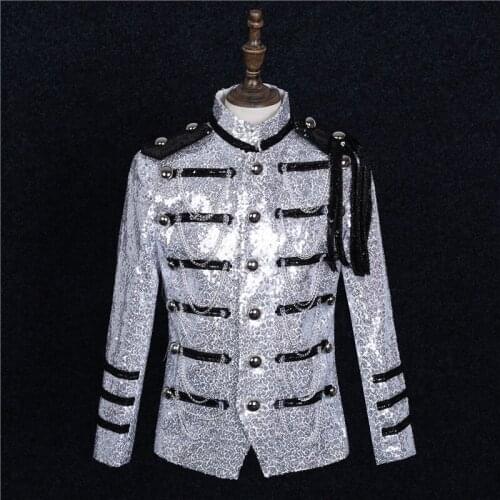 Sequin Embellished Blazer Jacket Men Stage Party Mens Suit Jacket Cosplay Dress Tuxedo Men Blazer Singer Show DJ Costume Homme