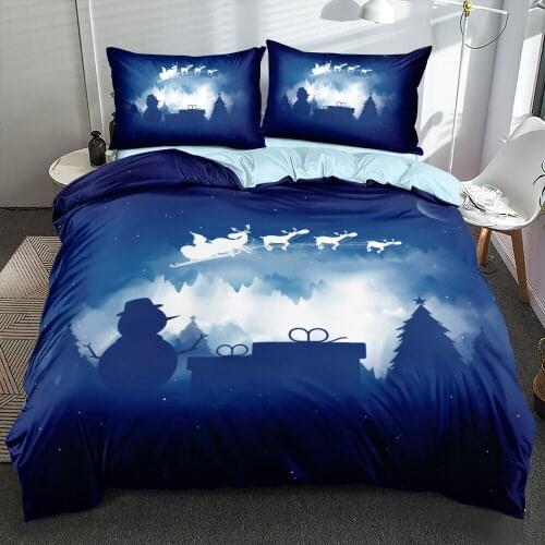 3D Blue Duvet/Quilt Cover Sets Bedding Sets Bedding Bags Pillow Cases King Queen Full Double Size Design Christmas Home Textile