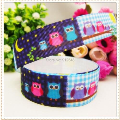XW7109, 22mm owl Series Printed grosgrain ribbon, DIY handmade materials, headwear accessories, wedding gift wrap