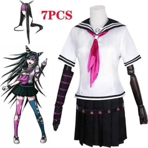 Anime DanganRonpa Ibuki Mioda Cosplay Costume Dress Uniform Suit Halloween Carnival Party Costumes Wigs Skirt Full Set
