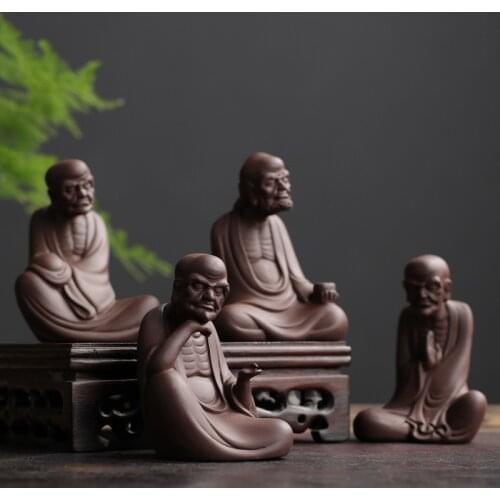 Zisha Creative Tea Pet Supportable Master of Zen Sculpture Tea Set Tea Art Tea Tray Ornament Kung Fu Decoration Tea Accessories