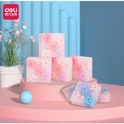 3Pcs Cherry Blossom Sakura Flower Shaped Pencil Eraser Soft Rubber School Student Office Draw Sketch Art Class DIY Clean 71135