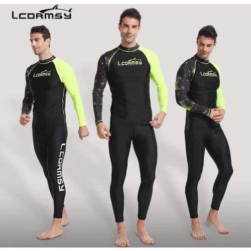 LCDRMSY MENS RASH GUARDS BEACH LONG SLEEVES SURFING SWIMMING TOP SHIRTS PANT SET WATER SPORTS GYM WETSUIT QUICK-DRY UPF50+ Y782