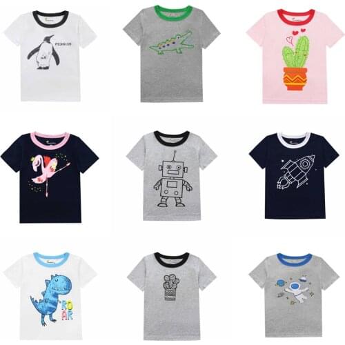 Boys Girls Summer Cotton T-Shirts Baby Child Tops Clothing Kids Cartoon Print T shirts Unicorn Short Sleeve T-shirts for 2t-8T