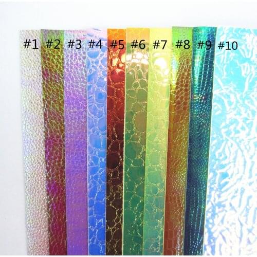 A4 sheet 8" X 11.8" Iridescent Holographic Faux Leather Synthetic PU leather fabric for bows DIY craft project 1pieces F0244
