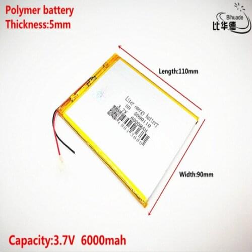 Good Qulity 3.7V,6000mAH 5090110 (polymer lithium ion battery) Li-ion battery for tablet pc 8 inch 9 inch 10 inch