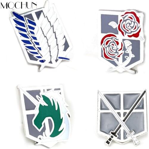 MQCHUN Anime Attack on Titan Pins Shingeki no Kyojin Scouting Legion Badge Fashion Brooches Pin For Men Jewelry