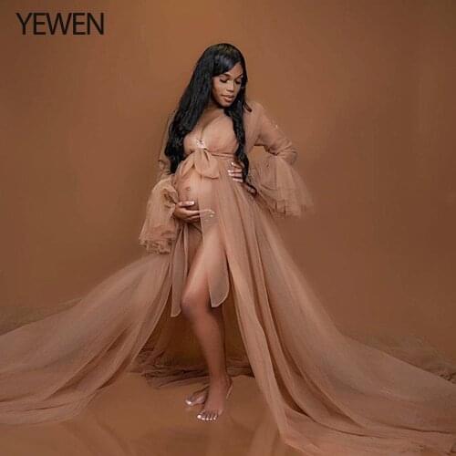 Soft Tulle Maternity Dress See Through Maternity Gowns Tulle Dress Women Pregnancy Photoshoot Romantic Mom To Be Dress YEWEN