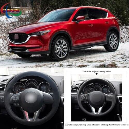 DIY Hand-stitched Non-Slip Steering Wheel Cover For Mazda 3 Axela Mazda 6 Atenza Mazda 2 CX-3 CX-5 Car Interior Decoration